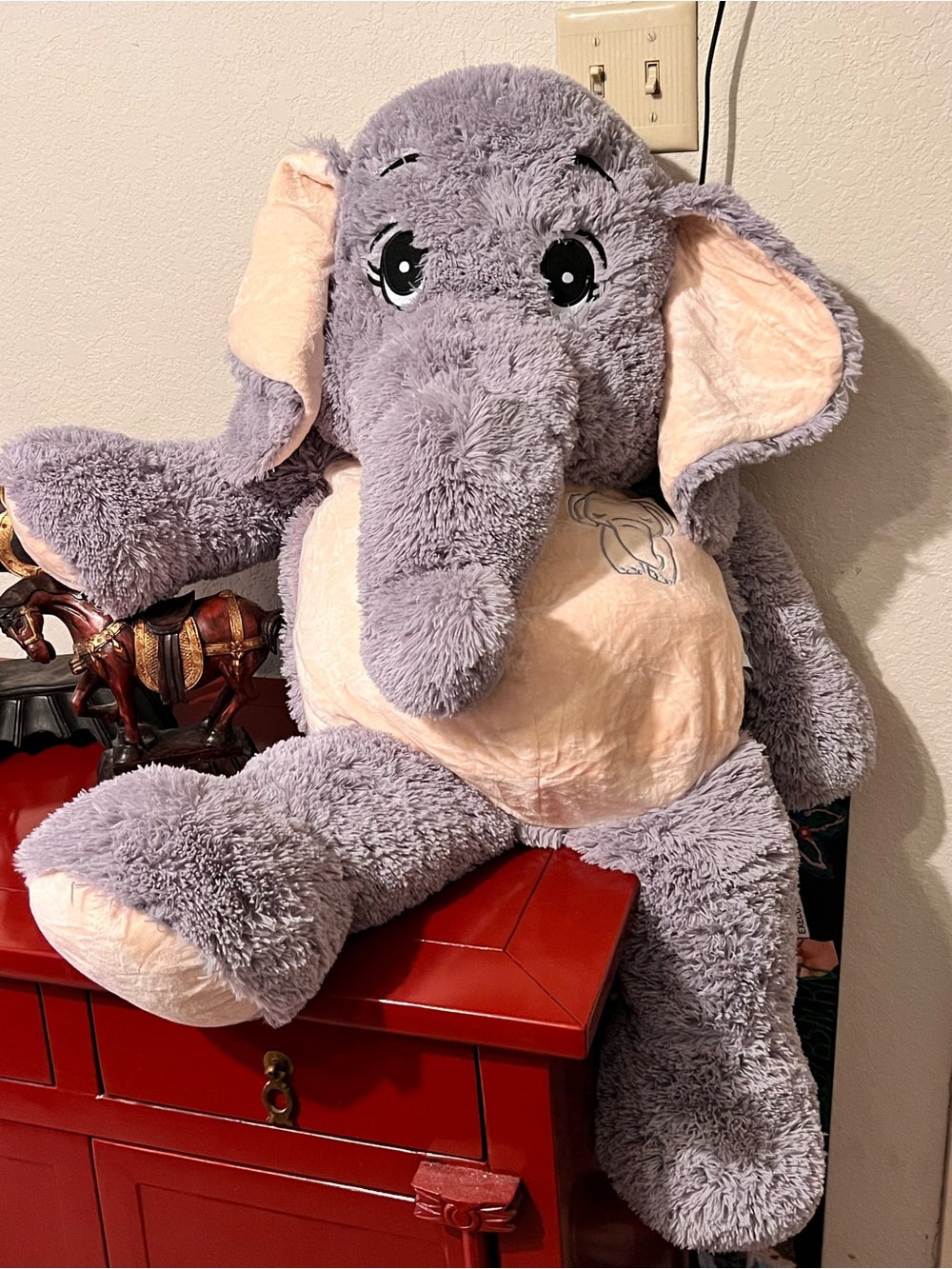 Plush Gray and Cream Elephant Decorative Throw Pillow Plush